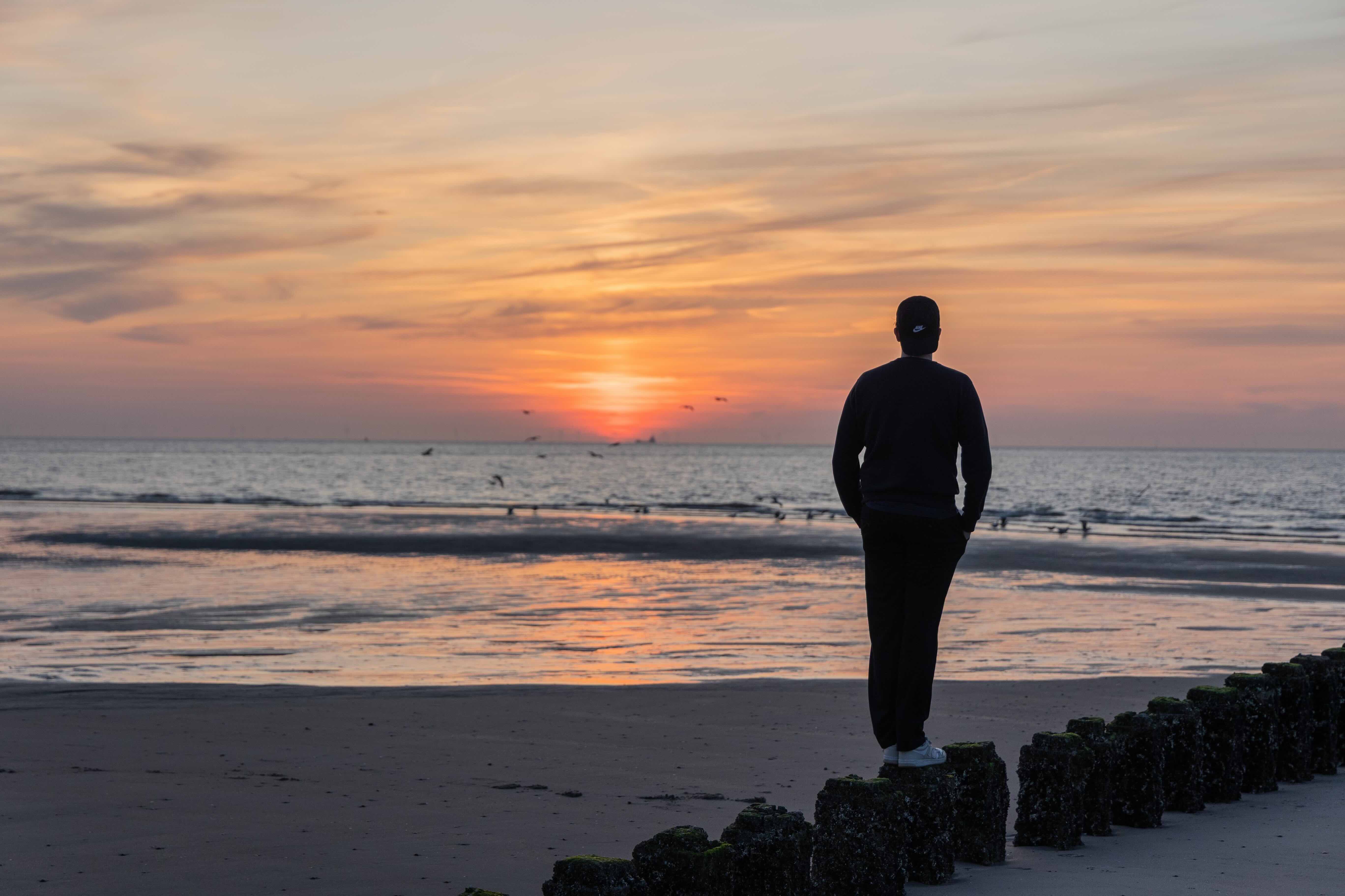 Berrie at sunset on the Dutch coast